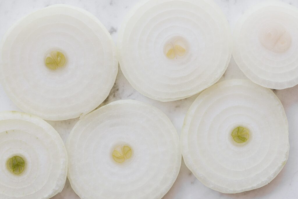 rounds of sliced onions